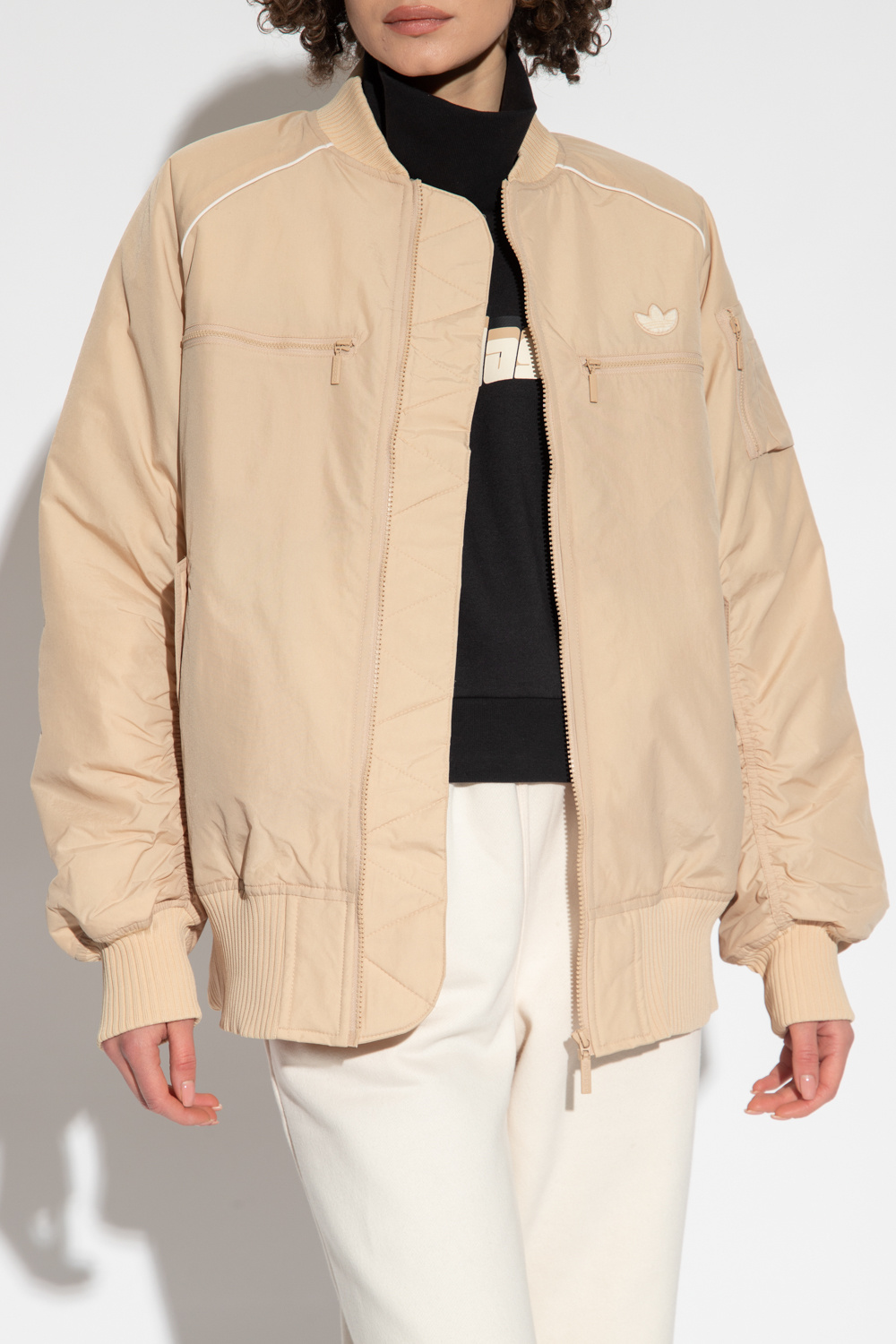 Adidas beige bomber clearance jacket